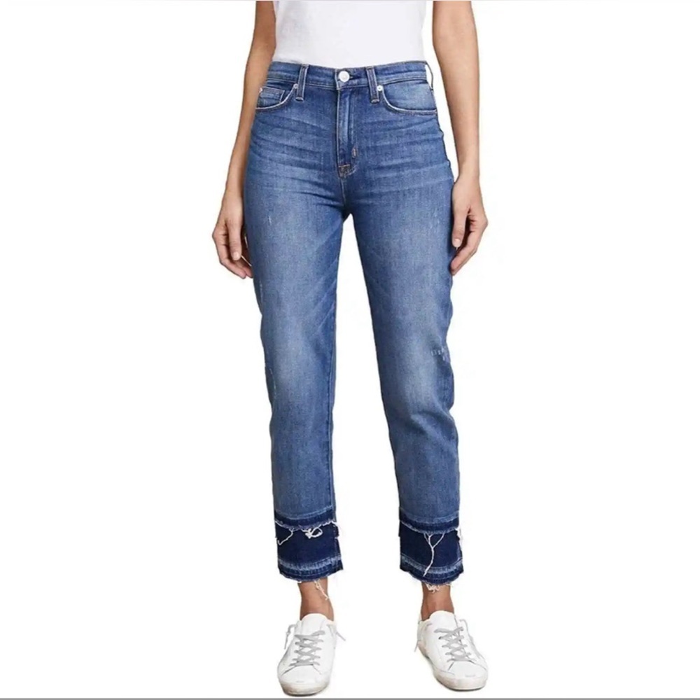 Hudson Zoeey High Rise Straight Crop Jeans Raw Hem Sz 27